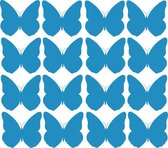 Vlinder muurstickers blauw -16 stuks - 6x5cm