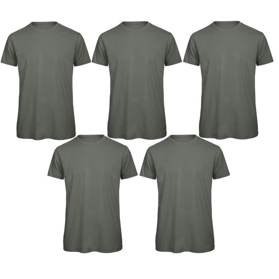 Senvi 5 pack T-Shirt -100% biologisch katoen - Kleur: Licht Khaki - 3XL