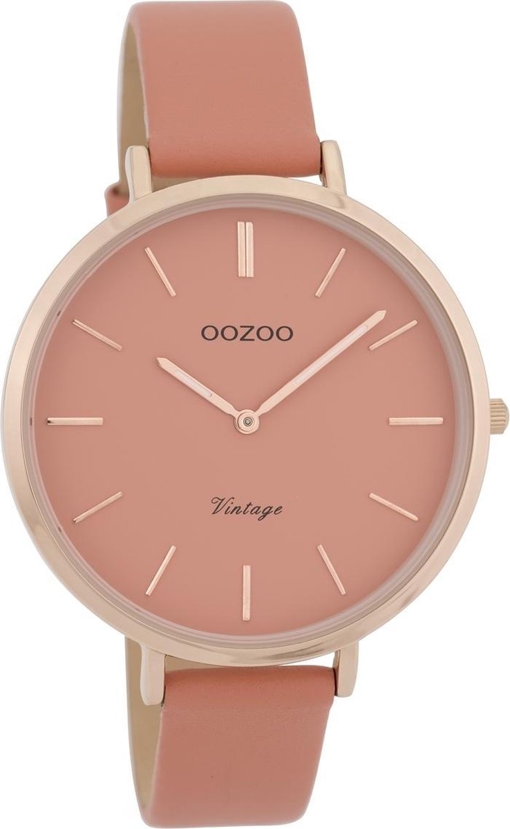 Rosé goudkleurige OOZOO horloge met perzik roze leren band - C9806