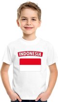 T-shirt met Indonesische vlag wit kinderen S (122-128)