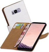 Croco Bookstyle Wallet Case Hoesjes Geschikt voor Samsung Galaxy S8 Wit