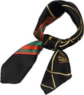 Vintage bandana zijden sjaaltje Zwart klassieke print Kerst