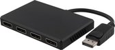 DELTACO DP-912, DisplayPort naar 4x DisplayPort MST hub, 3840x2160 in 60Hz, zwart
