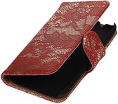 Bloem Bookstyle Hoesje - Wallet Case Telefoonhoesjes - Geschikt voor Samsung Galaxy J1 mini (2016) J105F Rood