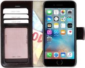 Pearlycase® Echt Lederen Wallet Bookcase Apple iPhone 6/6S met de handgemaakte Donkerbruin Leren Telefoonhoesje