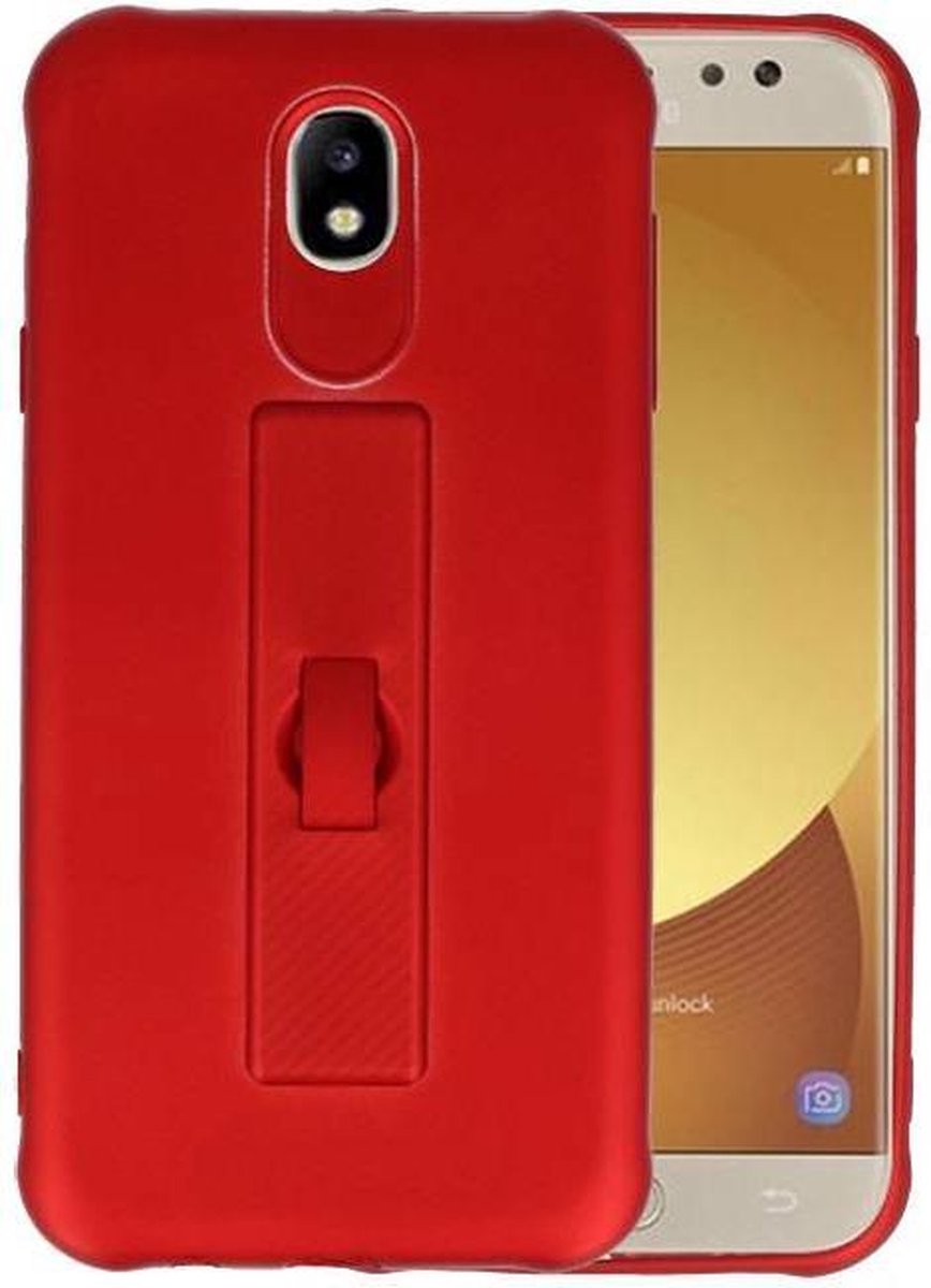 Carbon series hoesje - Backcover Geschikt voor Galaxy J7 2017 Rood