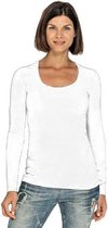 Bodyfit dames shirt lange mouwen/longsleeve wit - Dameskleding basic shirts S (36)