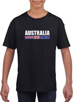 Zwart Australie supporter t-shirt voor kinderen XL (158-164)