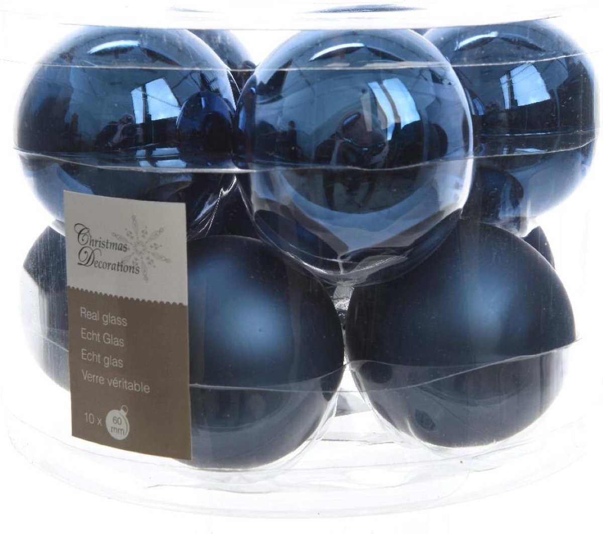 10-delig glazen kerstballen set (blauw) 6cmø