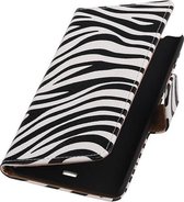 Zebra Bookstyle Wallet Case Hoesjes voor Microsoft Lumia 540 Wit