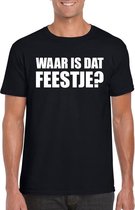 Waar is dat feestje heren T-shirt zwart 2XL