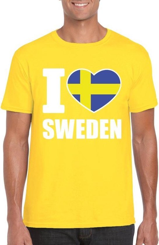 Geel I love Zweden/ Sweden supporter shirt heren - Zweeds t-shirt heren M |  bol.com