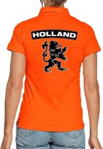 Koningsdag poloshirt / polo t-shirt Holland met grote zwarte leeuw oranje dames - Koningsdag kleding/ shirts S