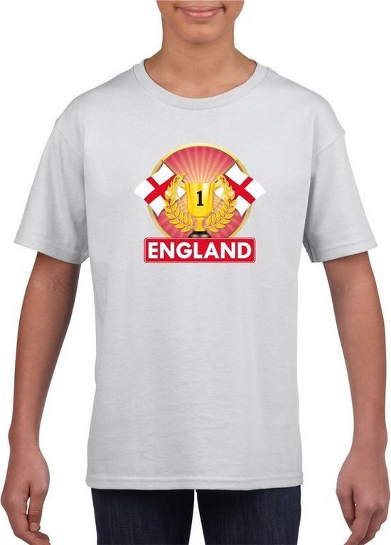 Wit Engeland supporter kampioen shirt kinderen 158/164