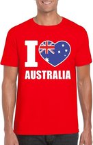 Rood I love Australie fan shirt heren M