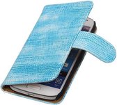Samsung Galaxy S4 mini - Bookstyle Hoesje - Mini Slang Turquoise - Case Wallet Cover Beschermhoes