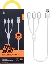 Aligator AU401 USB-kabel 1 m USB A 2 x Micro-USB B/Lightning Wit