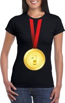 Gouden medaille kampioen shirt zwart dames XS