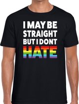 I may be straight but i dont hate gaypride shirt zwart voor here XL