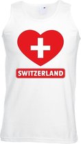 Zwitserland hart vlag singlet shirt/ tanktop wit heren XXL
