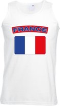 Singlet shirt/ tanktop Franse vlag wit heren L