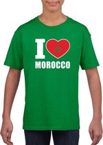 Groen I love Marokko fan shirt kinderen XS (110-116)