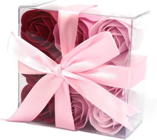 Zeep Bloemen - Roze Rozen - 9 stuks - Cadeauverpakking