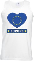 Europa hart vlag singlet shirt/ tanktop wit heren S