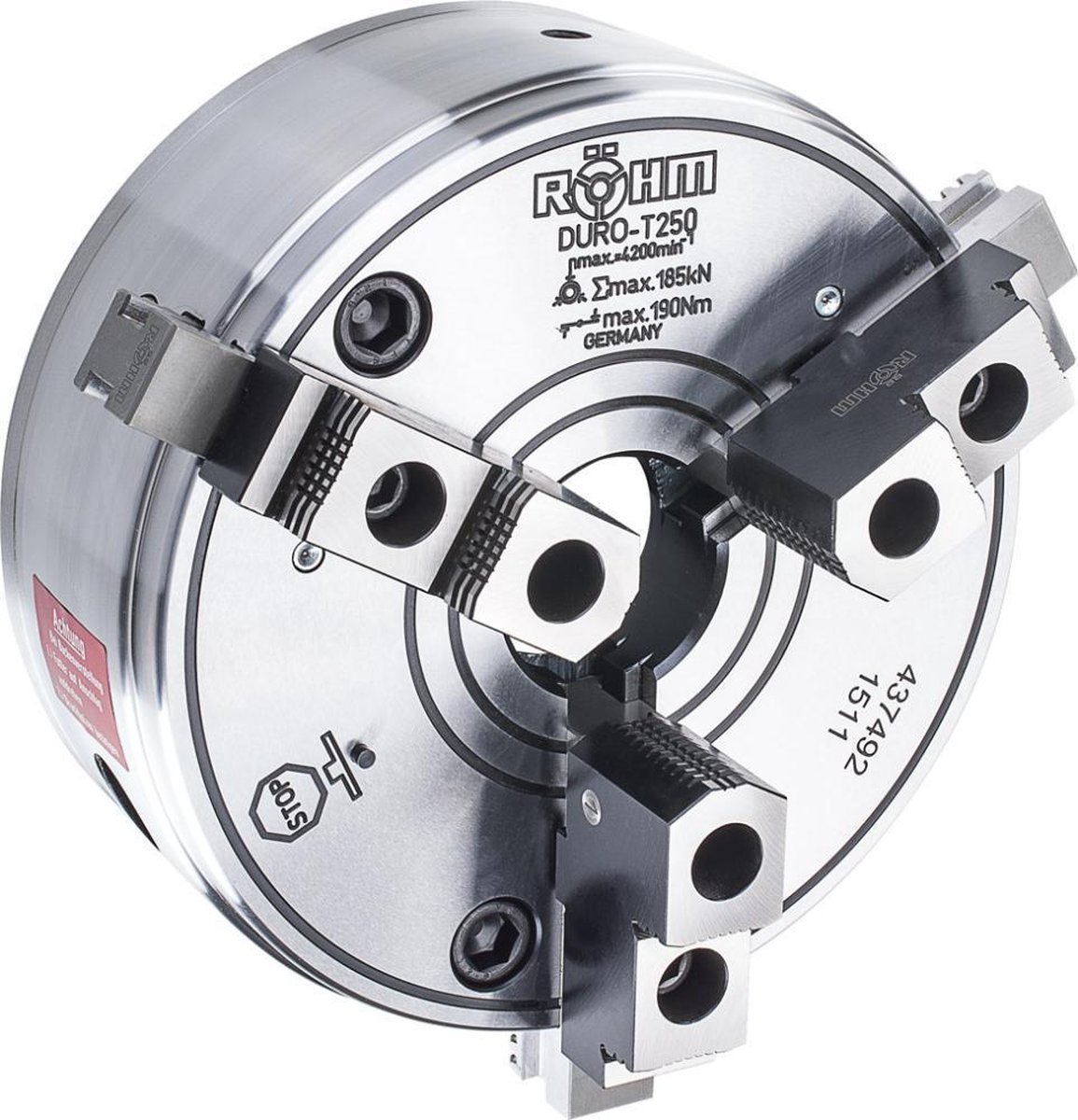 Röhm DURO-T 160, 3-klauw, Cilindrische centreeropname, Grond- en opzetklauwen - 437490