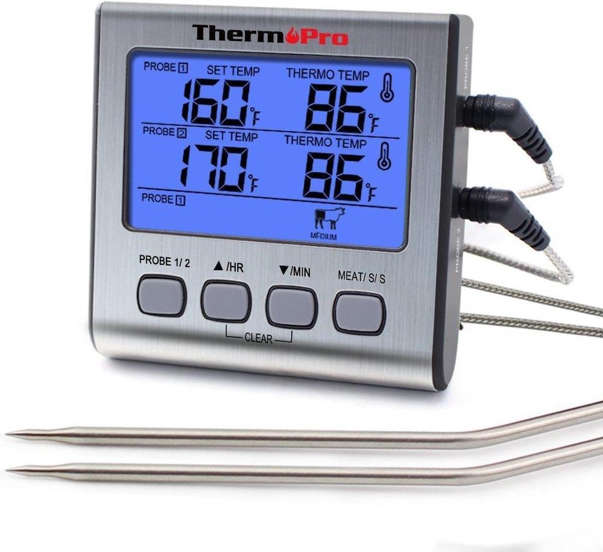 ThermoPro Dubbele Vleesthermometer Digitaal - BBQ Thermometer - incl. Batterij - ThermoPro