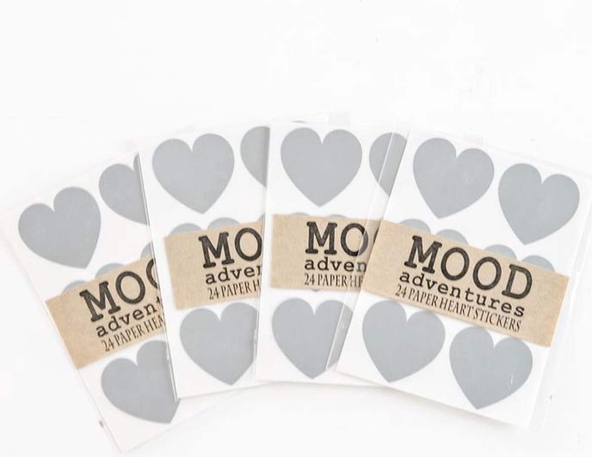Hart Stickers Zilvergrijs 96 hartvormige stickers Beschrijfbare