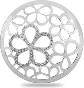 Silventi Lockits 982501810 Stalen munt - bloemen met kristal - 25-2 mm - Zilverkleurig