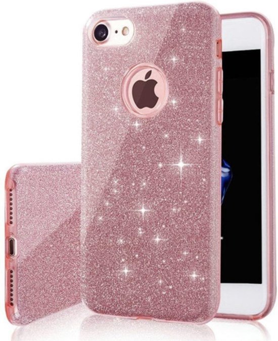 Teleurgesteld marionet Kapitein Brie Luxueuze Glitter Hoesje - iPhone 6 6S - Roze - Bling Bling cover - TPU case  | bol.com