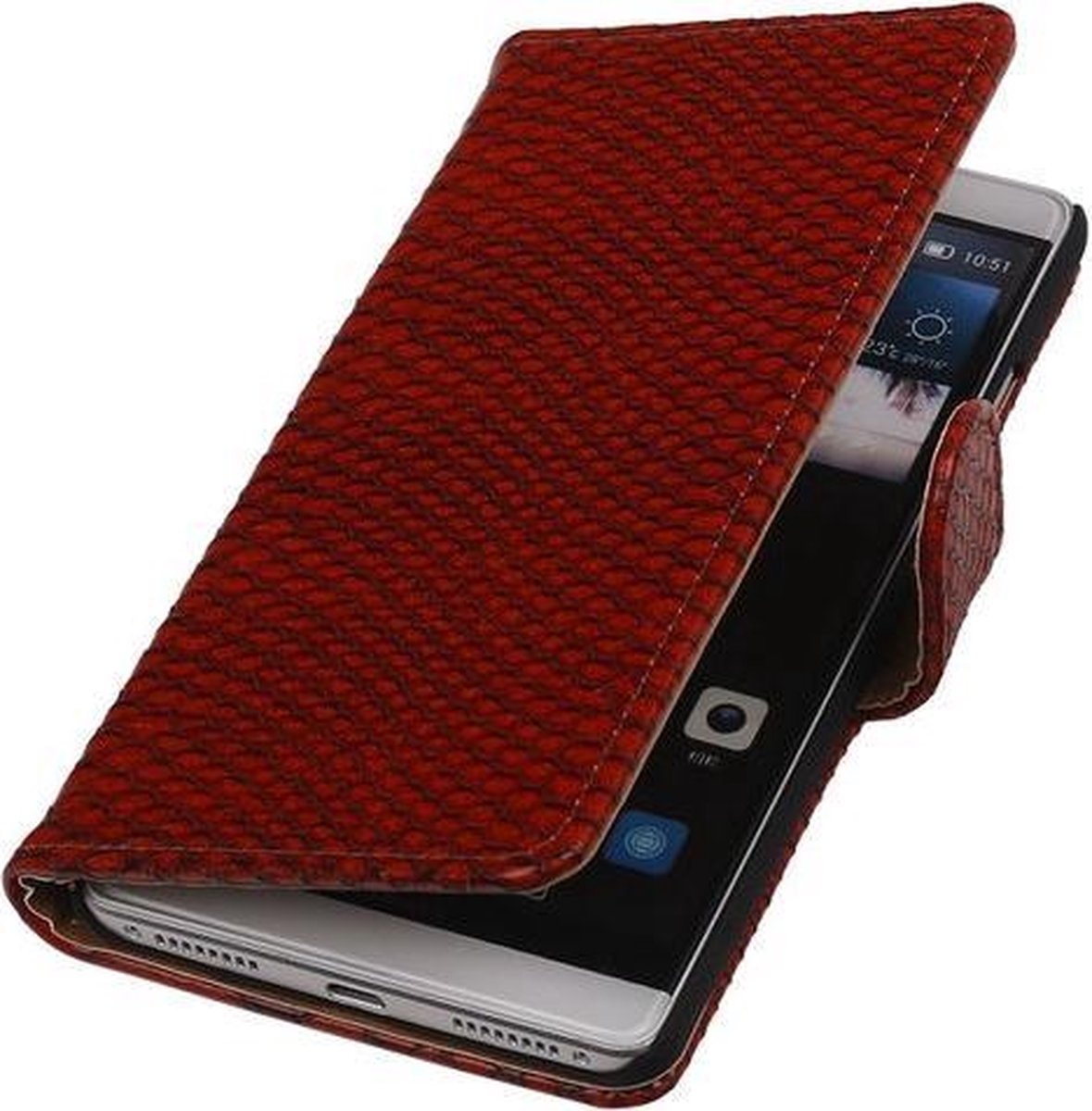 Rood Slang Booktype Huawei Mate S Wallet Cover Hoesje