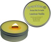 4 stuks Cracklez® Knetter Houten Lont Geur Kaarsen in blik  Luscious Vanilla. Rijke Vanille Geur. Licht-geel.