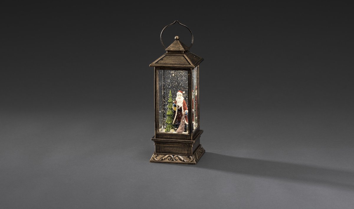 Konstsmide 2888 - Kerstdecoratie - 1 lamps LED sneeuwlantaarn met kerstman - 11x27 cm - op batterij - voor binnen - warmwit