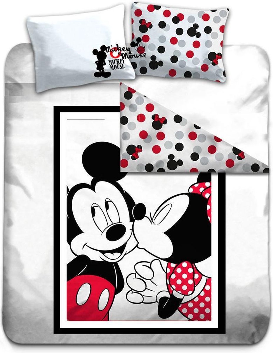 Disney Mickey Mouse Kiss - Dekbedovertrek - Tweepersoons - 200 x 200 cm -  Katoen | bol.com