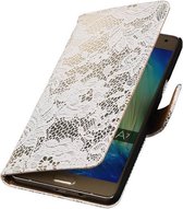Mobieletelefoonhoesje.nl - Samsung Galaxy A7 Hoesje Bloem Bookstyle Wit