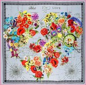 Emilie Scarves Sjaal Zijden blend 130*130CM Grijs - Bloemen - Giftbox
