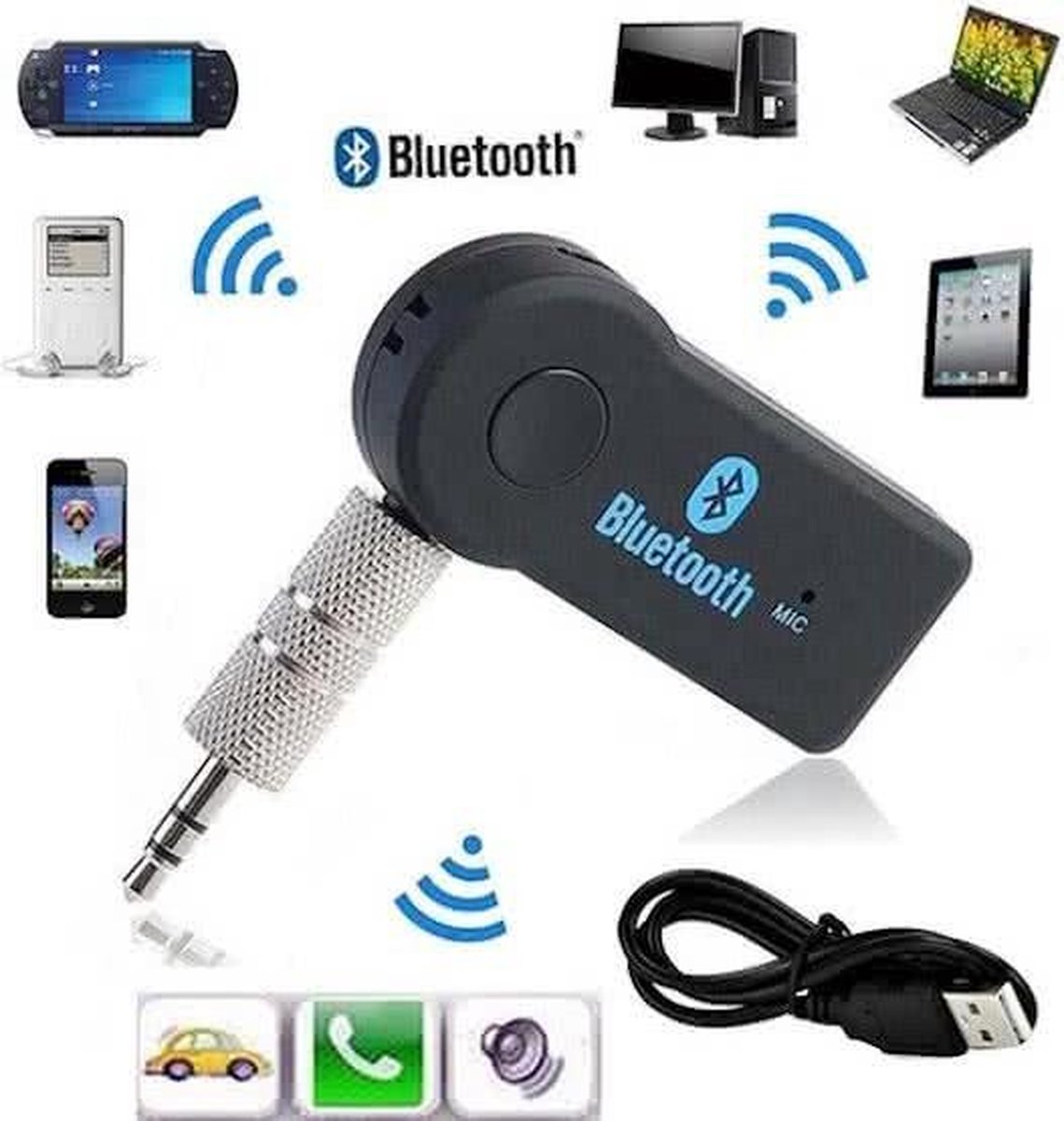 Bluetooth 3.1 premium streaming adapter ontvanger; draadloos muziek afspelen via MP3 ingang - TrendParts