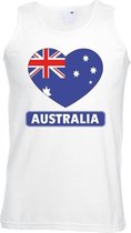 Australie hart vlag singlet shirt/ tanktop wit heren XL