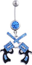 Fako Bijoux® - Navelpiercing - Pistool Duo - Blauw