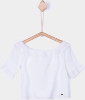 Tiffosi-meisjes-off shoulder t-shirt-Azalea-kleur: wit-maat 104