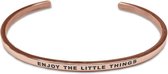 CO88 Collection Inspirational 8CB 19012 Stalen Open Bangle met Tekst - Enjoy The Little Things - One-size (63x50x3 mm) - Rosékleurig