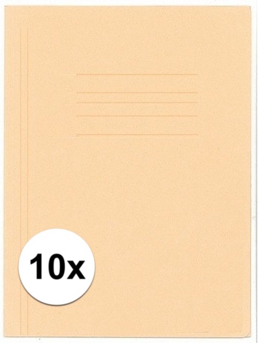 Kangaro dossiermap 24 x 35 cm - 10x - beige - 3 kleppen - A4 formaat - karton