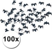 Halloween 100x stuks horror decoratie spinnen 2 cm - Halloween spinnetjes versiering