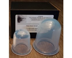 Anti cellulite Cups DUO voor benen en billen – Cellulitis Cups – Lichaam & Gezicht – Vacuüm Massage Cups – Silicone Cuppingset – TRANSPARANT – 2 Stuks - 1 Medium 5.5 cm - 1 Large 7.0 cm DUO set TRANSPARANT