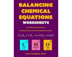 Omslag van Balancing Chemical Equations Worksheets (Over 200 Reactions to Balance)