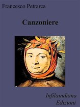 Boek "Canzoniere" van Francesco Petrarca met een portret van een man met een lauwerkrans.