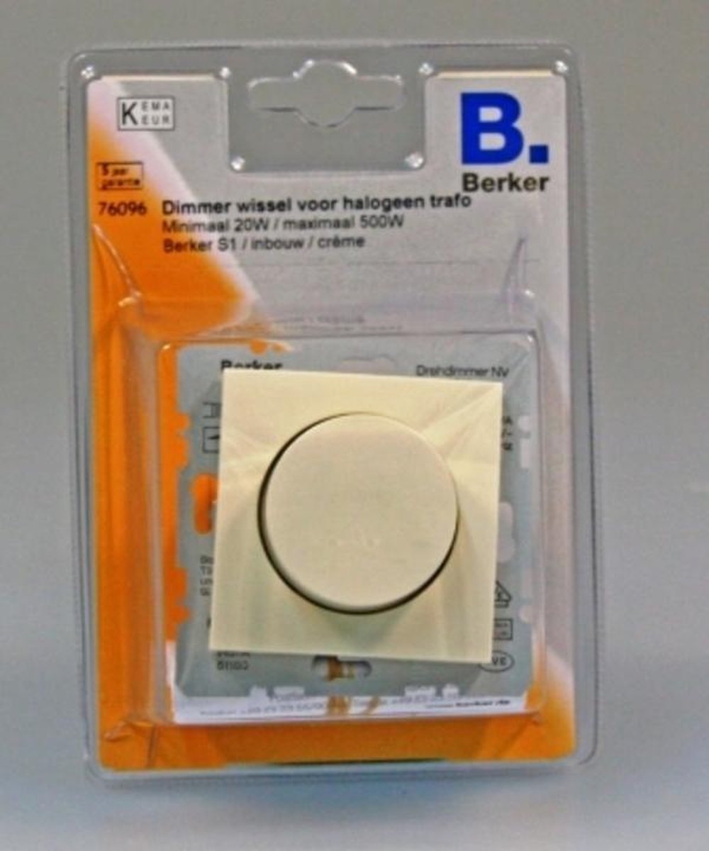 Berker S1 inbouwdimmer + centraalplaat 500 W halogeen - Crème